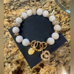 Authentic rare Henri Bendel Influencer Stretch jade Beaded Bracelet